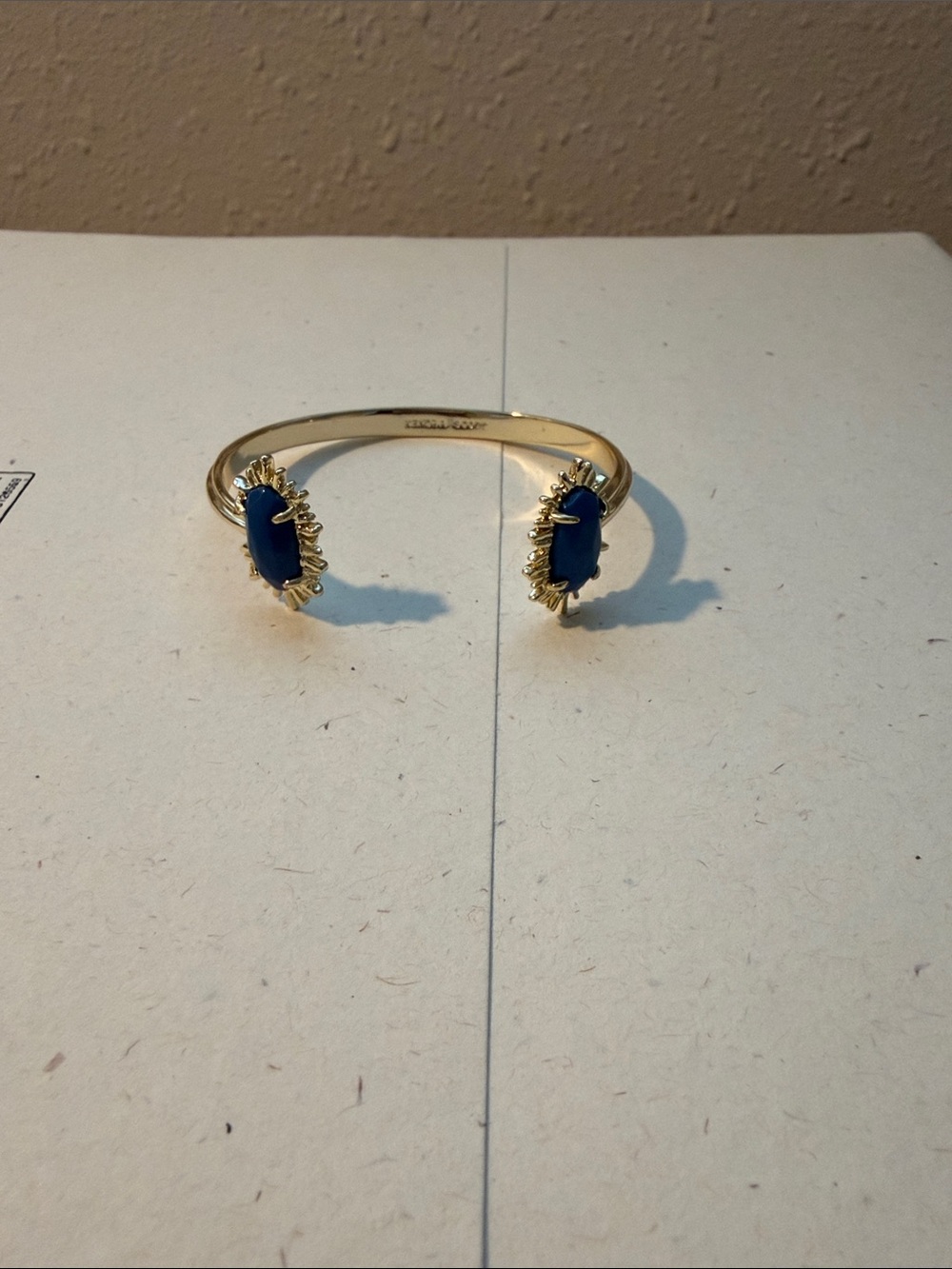 Kendra Scott Gold Cuff Bracelet with Navy Blue Stones